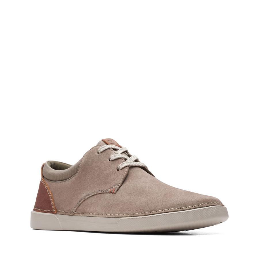 Olive Clarks Gereld Lace Suede Men's Sneakers | SG_RV60