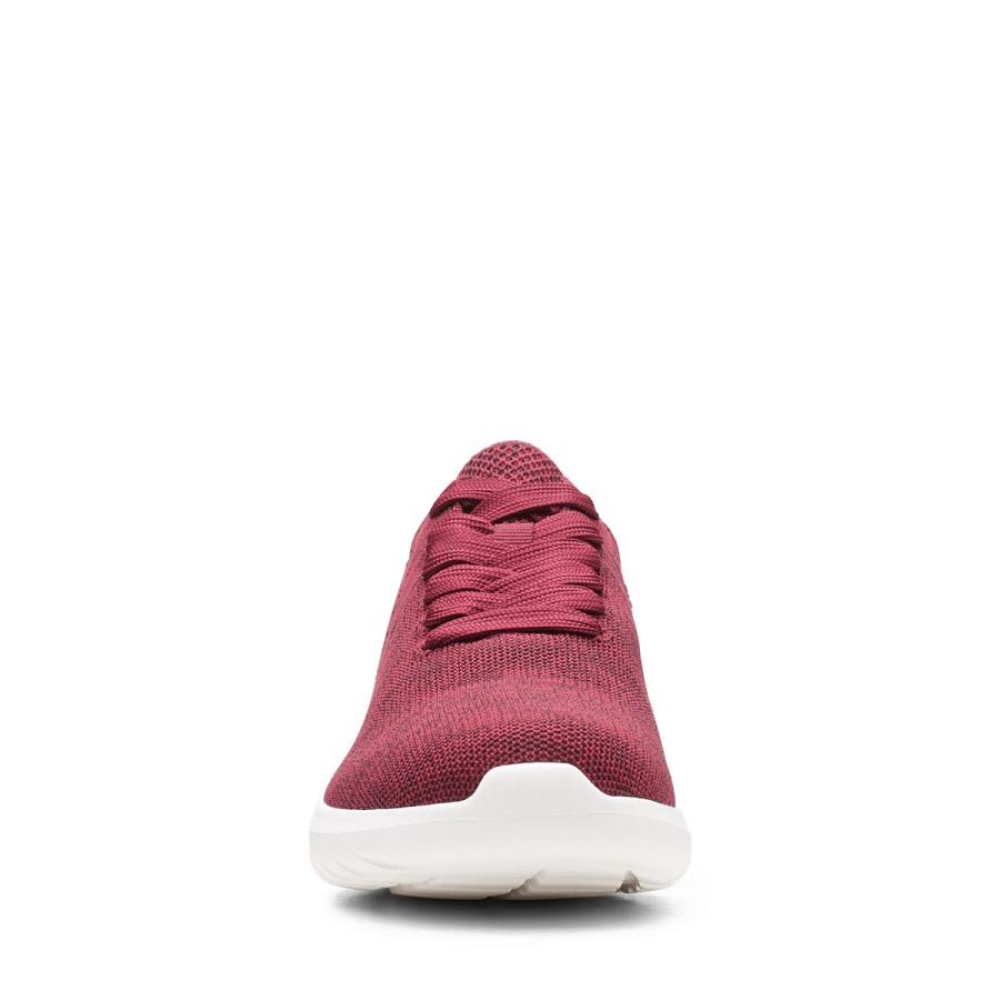 Red Clarks Nova Glint Knit Women's Sneakers | SG_WC309