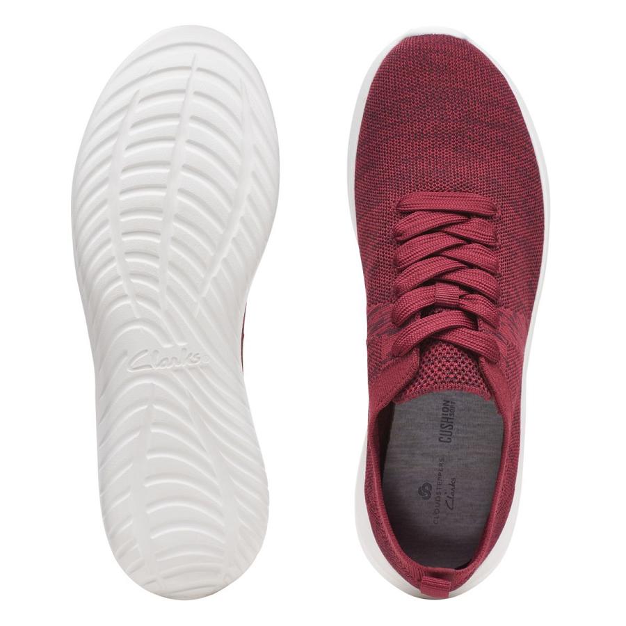 Red Clarks Nova Glint Knit Women's Sneakers | SG_WC309