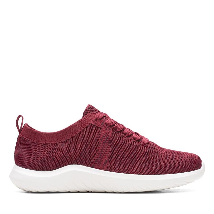 Red Clarks Nova Glint Knit Women\'s Sneakers | SG_WC309