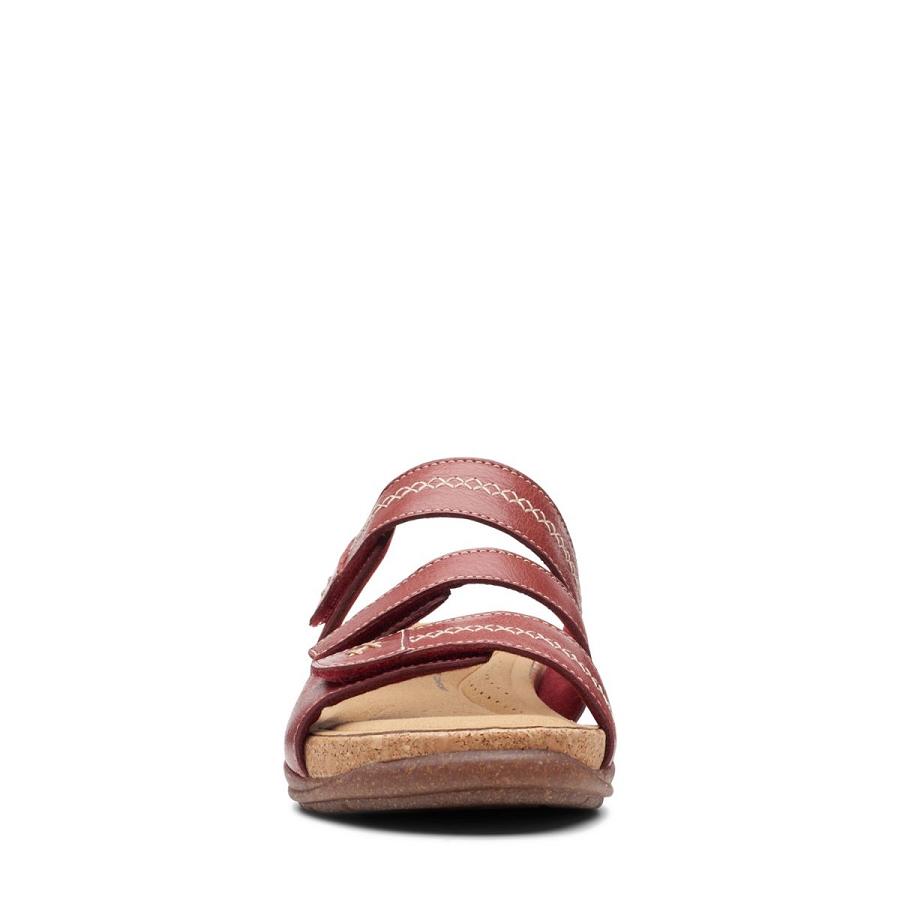 Red Clarks Roseville Bay Leather Women's Sandals | SG_MR343