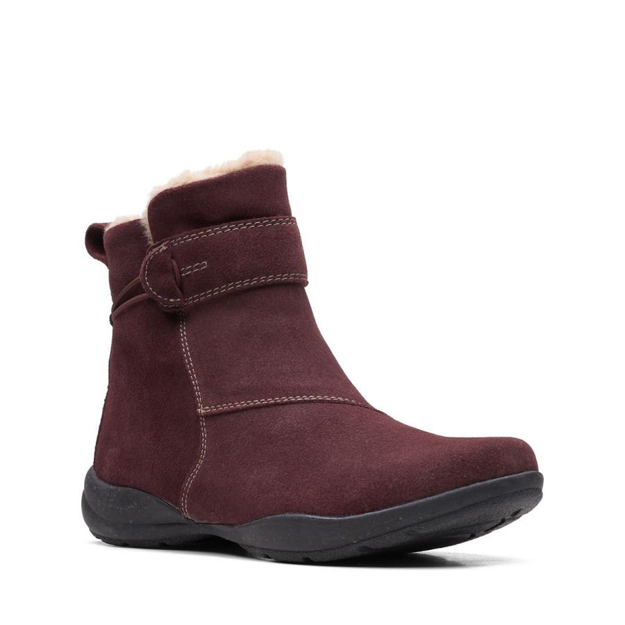 Red Clarks Roseville Suede Women's Boots | SG_HZ339