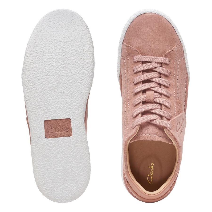 Rose Clarks Craft Cup Lace Suede Women's Sneakers | SG_BD209