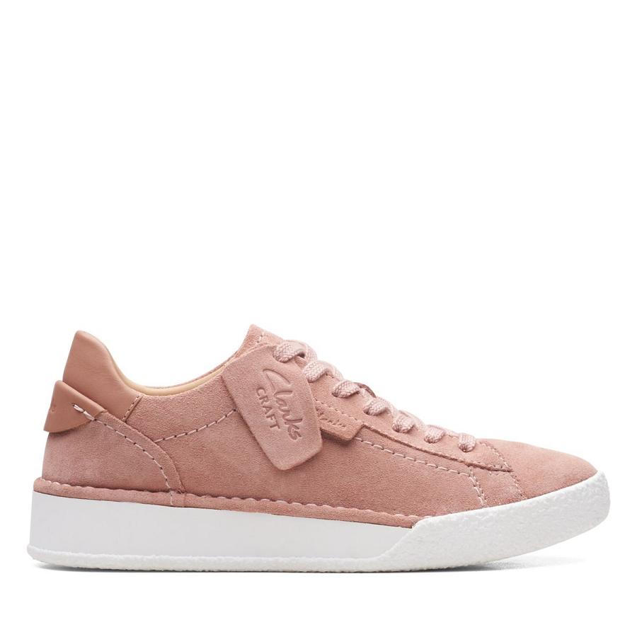 Rose Clarks Craft Cup Lace Suede Women\'s Sneakers | SG_BD209