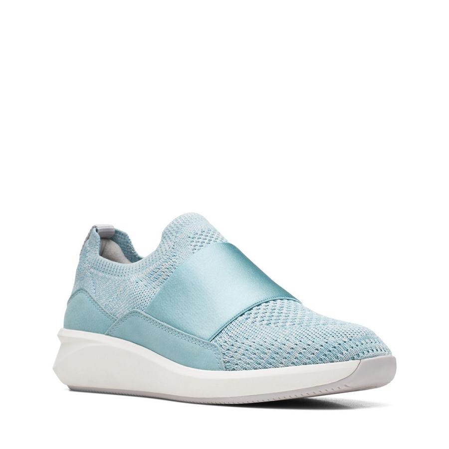 Turquoise Clarks Un Rio Knit knit Women's Sneakers | SG_WC369