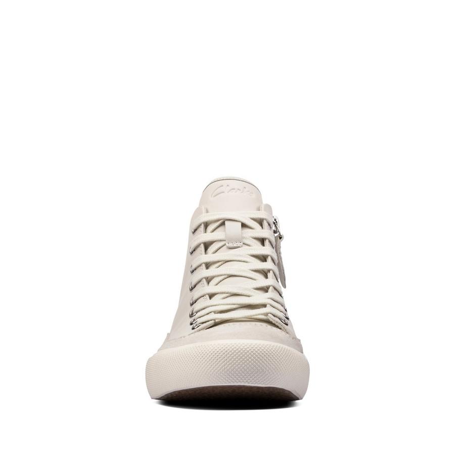 White Clarks Aceley Zip Hi Leather Women's Sneakers | SG_MR139