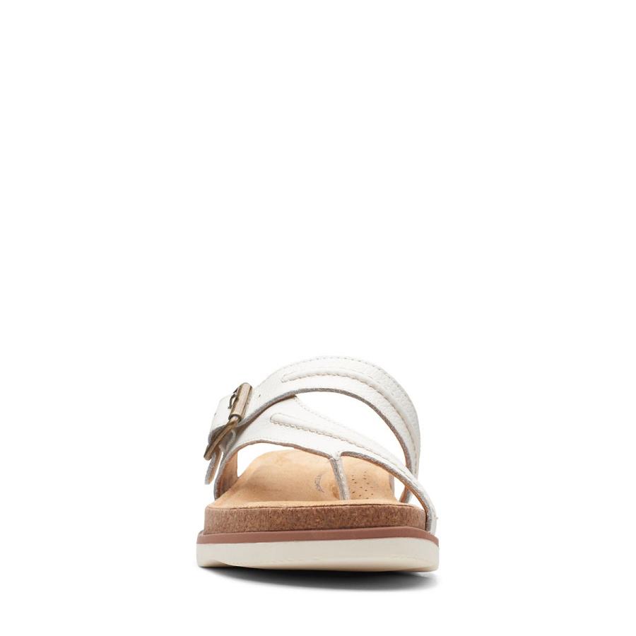 White Clarks Brynn Madi Leather Women's Sandals | SG_QF176