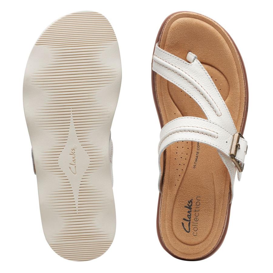 White Clarks Brynn Madi Leather Women's Sandals | SG_QF176