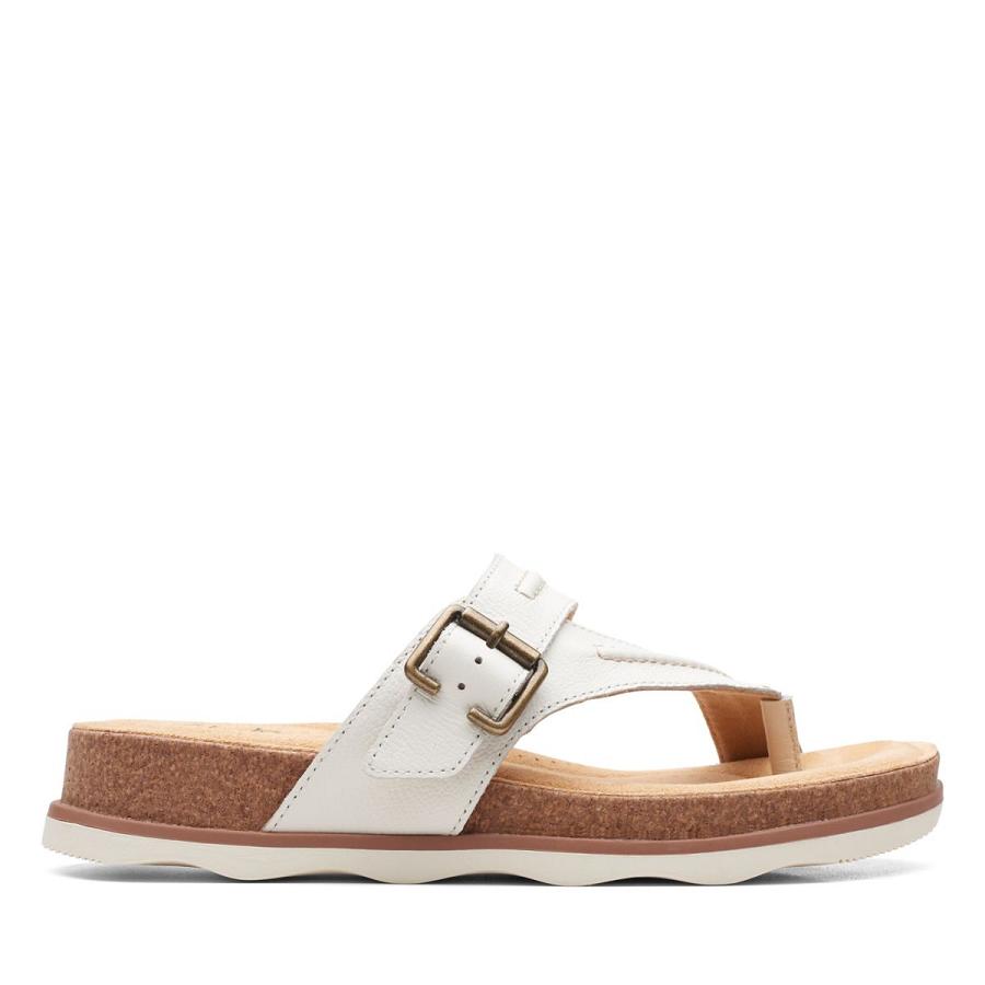 White Clarks Brynn Madi Leather Women\'s Sandals | SG_QF176