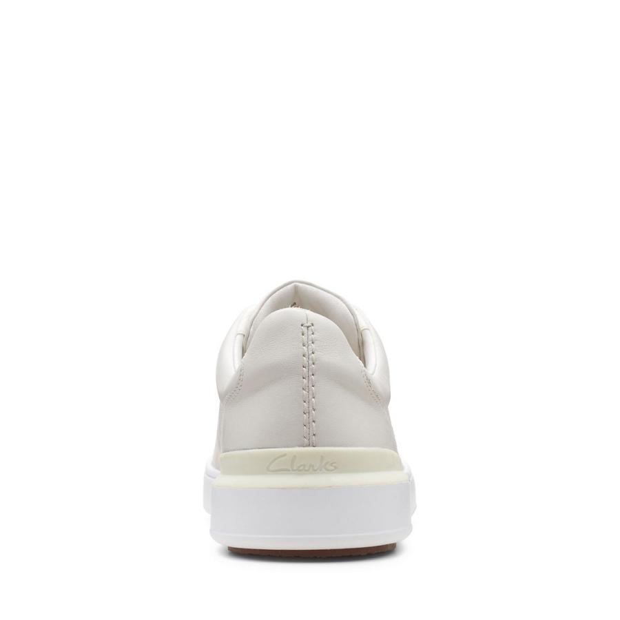 White Clarks Court Lite Lace Leather Men's Sneakers | SG_BD17