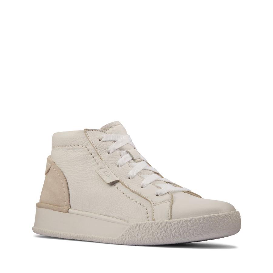 White Clarks Craft Cup Hi Leather Women's Sneakers | SG_EQ205