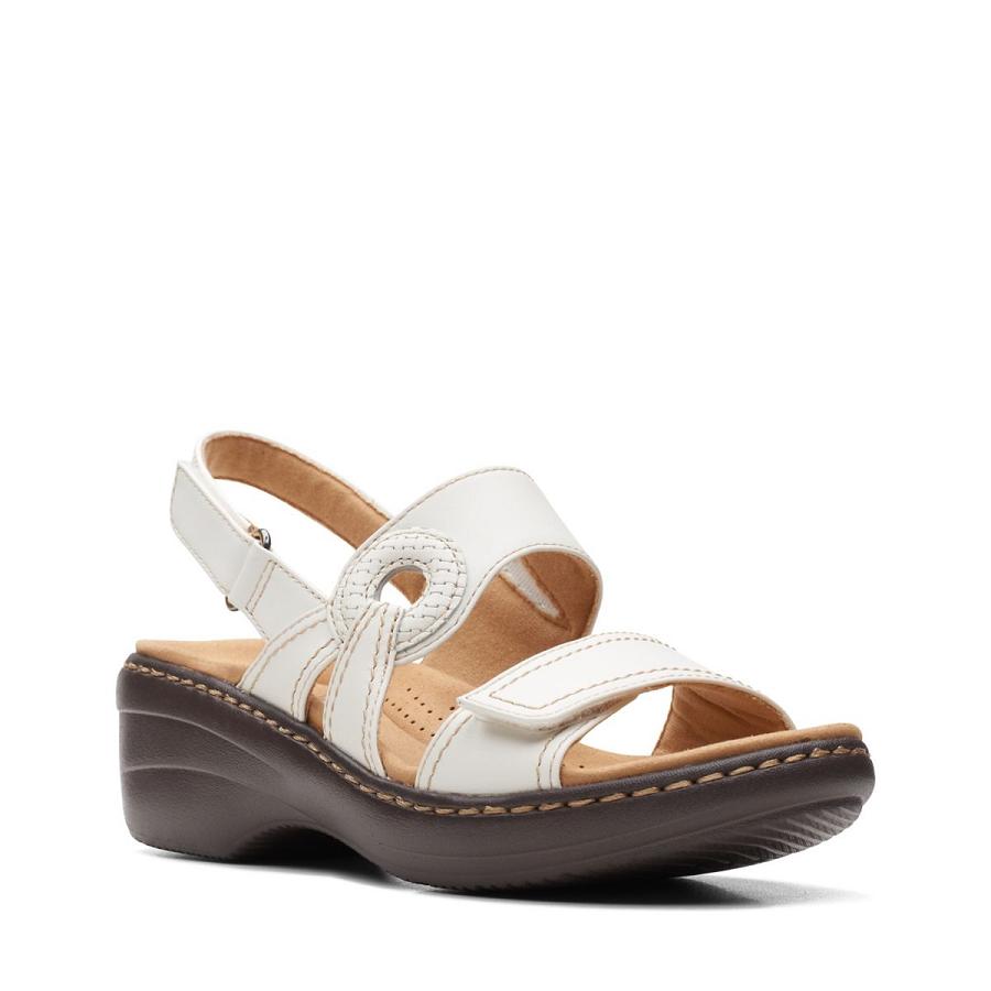 White Clarks Merliah Opal Leather Women's Sandals | SG_QF296