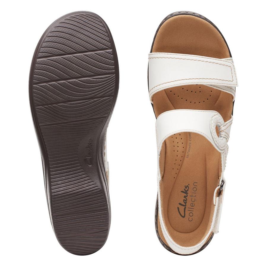 White Clarks Merliah Opal Leather Women's Sandals | SG_QF296