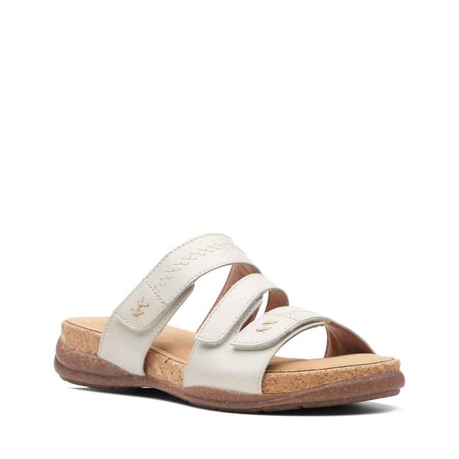 White Clarks Roseville Bay Leather Women's Sandals | SG_BD341