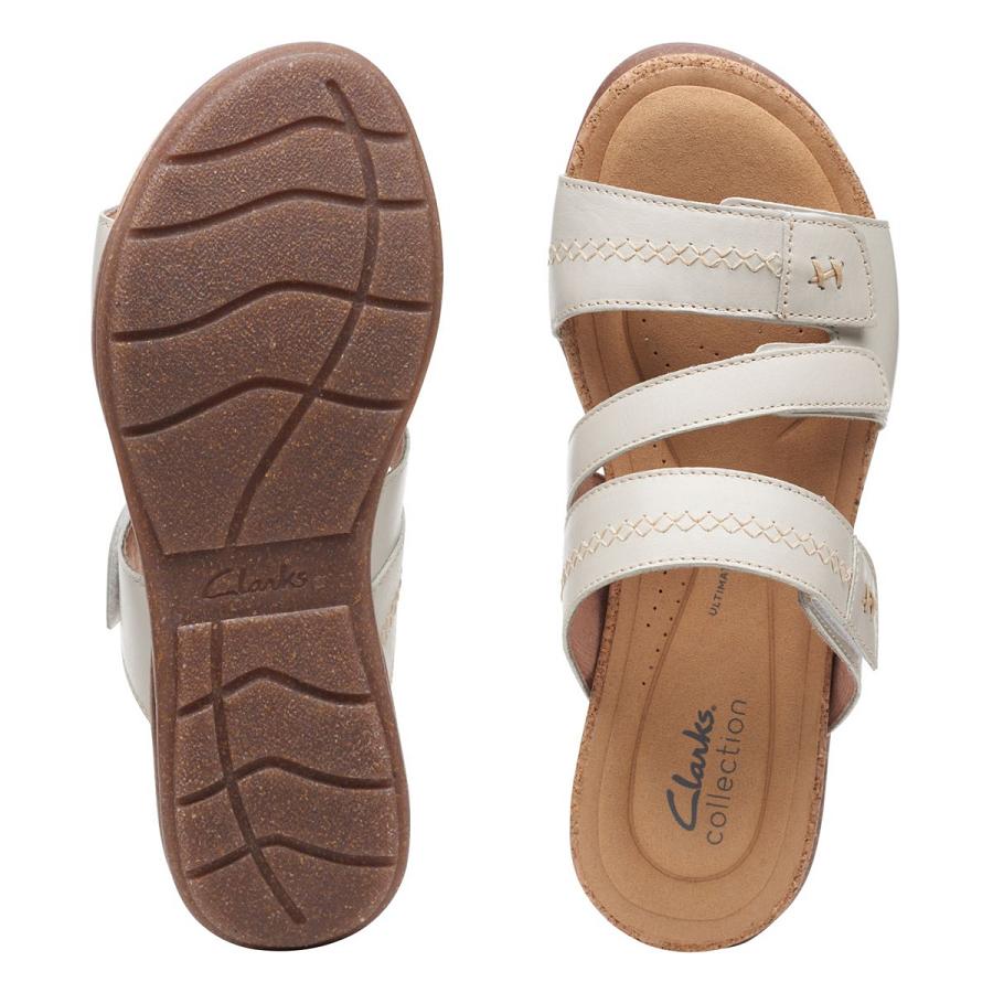 White Clarks Roseville Bay Leather Women's Sandals | SG_BD341