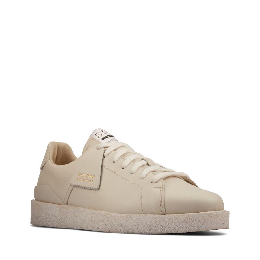 White Clarks Tormatch Leather Men's Sneakers | SG_AH106