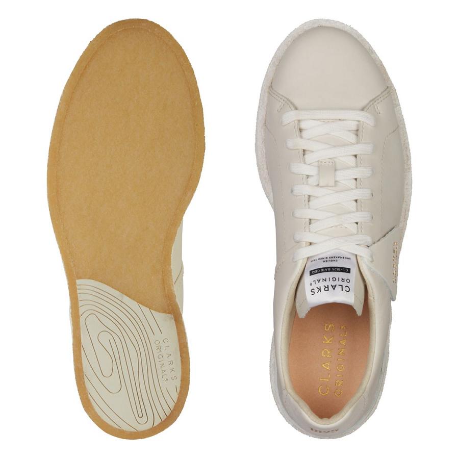 White Clarks Tormatch Leather Men's Sneakers | SG_AH106