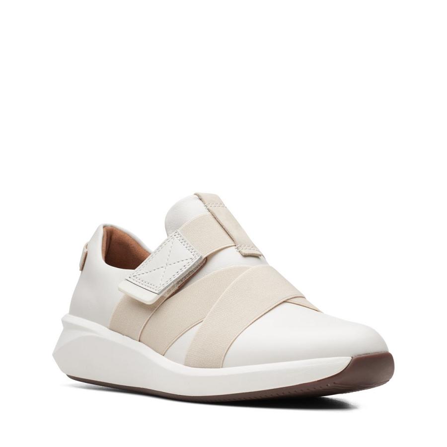 White Clarks Un Rio Strap Leather Women's Sneakers | SG_MR379