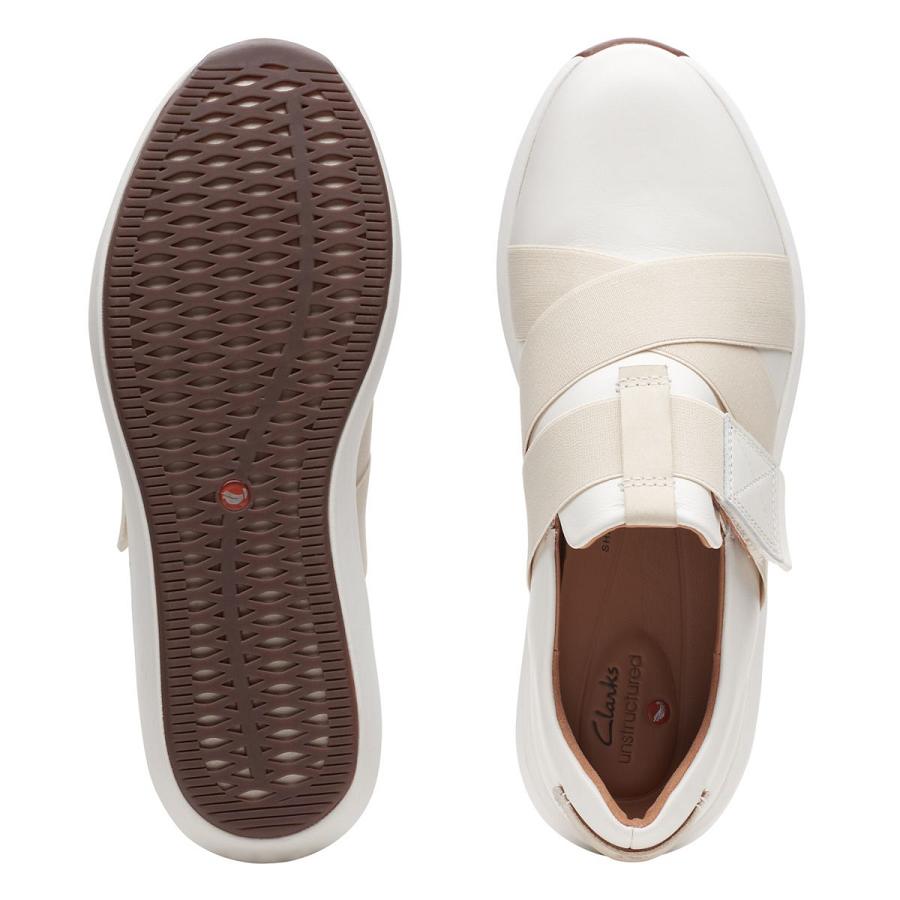 White Clarks Un Rio Strap Leather Women's Sneakers | SG_MR379