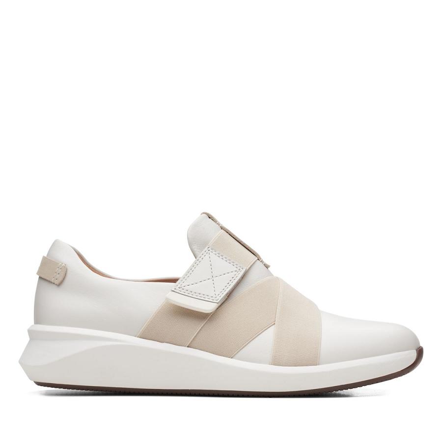 White Clarks Un Rio Strap Leather Women\'s Sneakers | SG_MR379