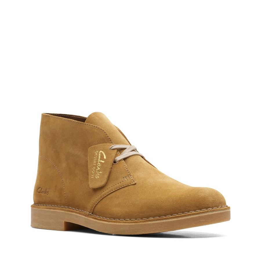 Yellow Clarks Desert 2 Oakmoss Suede Men's Boots | SG_AH34