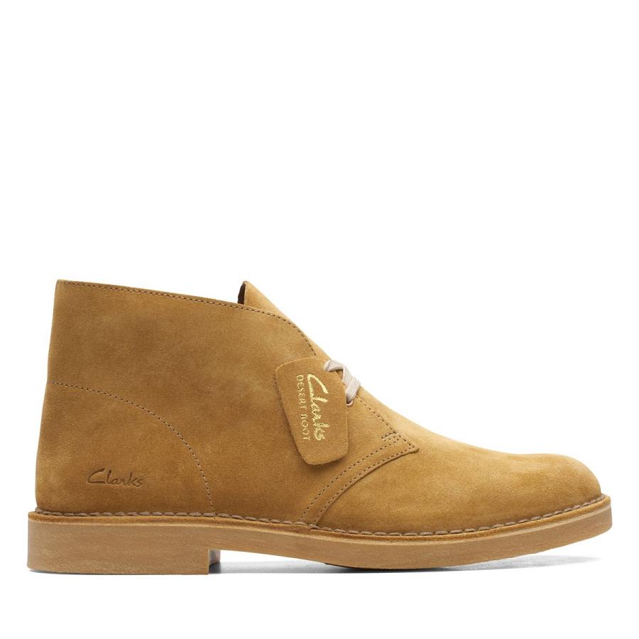 Yellow Clarks Desert 2 Oakmoss Suede Men\'s Boots | SG_AH34